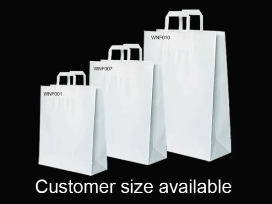 White Flat Handle Kraft Paper Shopping Bag