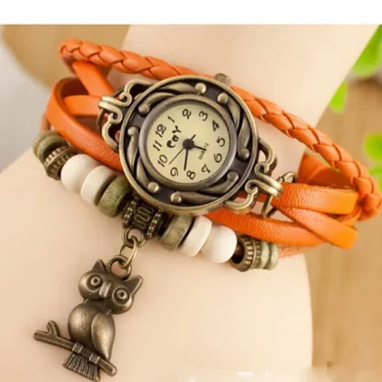 2015 multi layer jewelry women' s leather bracelet watch
