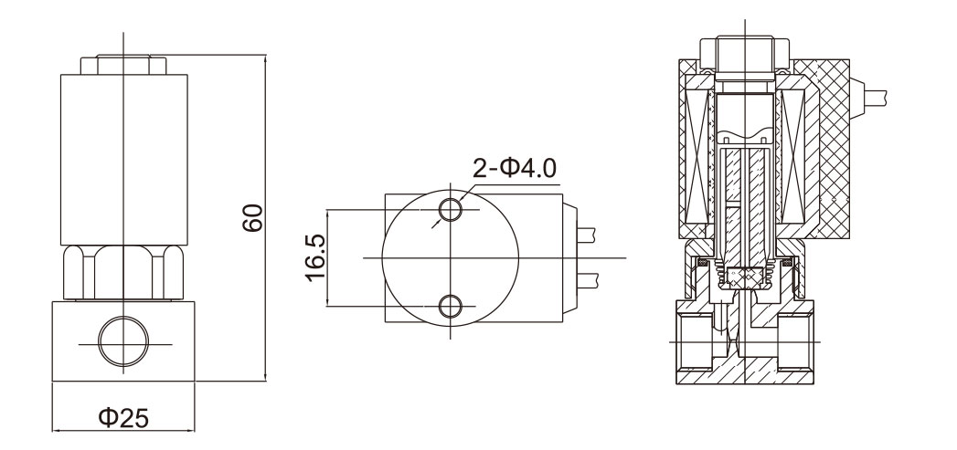 Dimension of 5515-03 Normally Closed 2/2 Way Electrical Valve: