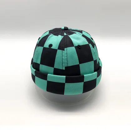 Black Blue Checkered Sailor Hat