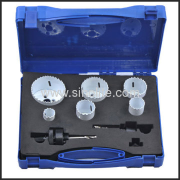 8pcs Bi-metal Plumber's Hole Saw Kit;Sizes3/4", 7/8", 1-1/8", 1-1/2", 1-3/4", 2-1/4" (19-22-29-38-44-57mm), 2 Mandrels 