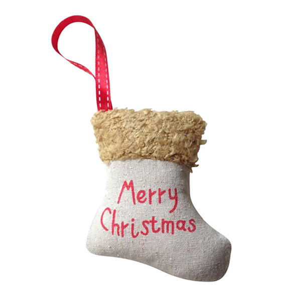 Burlap Christmas Stocking Ornaments