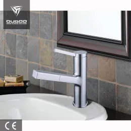 Single handle pull out basin faucet with sprayer