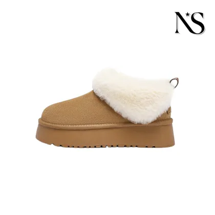 Camel Cow Suede Thick-Soled Snow Boots