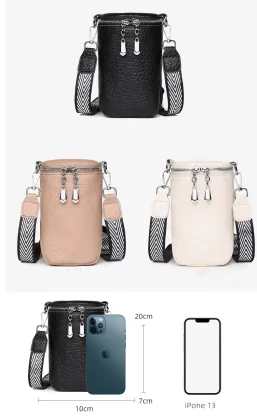 Genuine Leather Crossbody Head Layer Cowhide Mini Phone Bag for Ladies