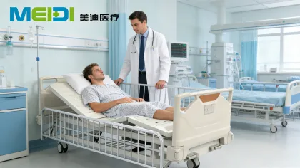 Full Fence Pediatric Nursing Bed Double Crank with Central Brake