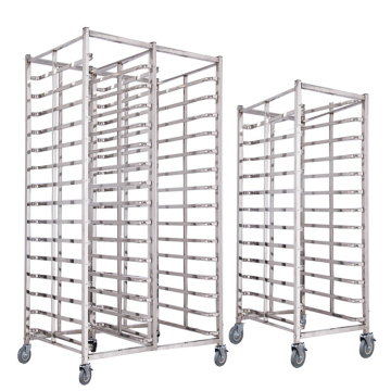 Double-Row Stainless Steel Baking Trolley for Rotary Oven and Dry Goods Display (32 Trays)