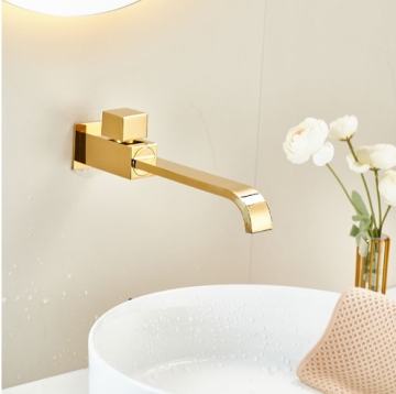 FEENICE GOLD Brass Wall-Mounted Bath Tub Filler Spout