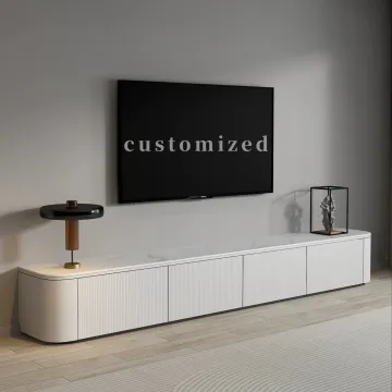 White Modern TV Cabinet and Coffee Table Set: Luxury Marble Top Living Room Furniture