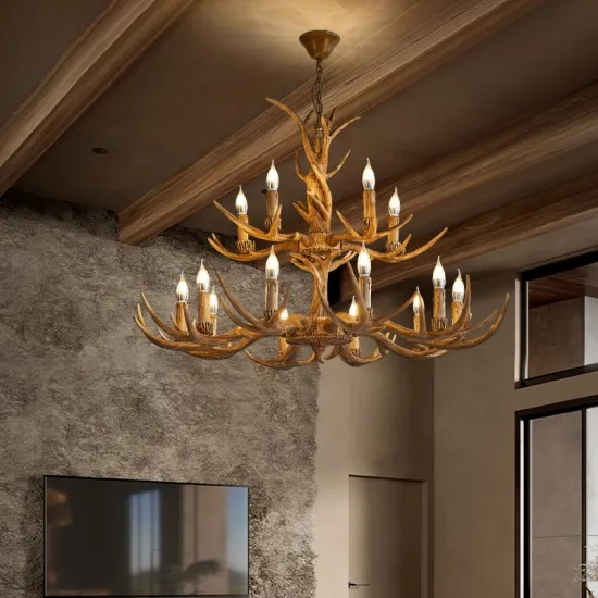 Rustic LED Antique Pendant Lamp: Deer Antler Chandelier