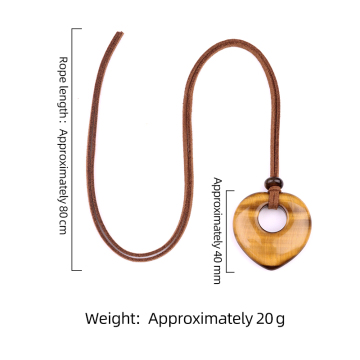 Bloodstone 40MM Love Heart Stone Pendant Necklace Adjustable Rope