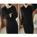 Hooded simple solid color knit dress for women