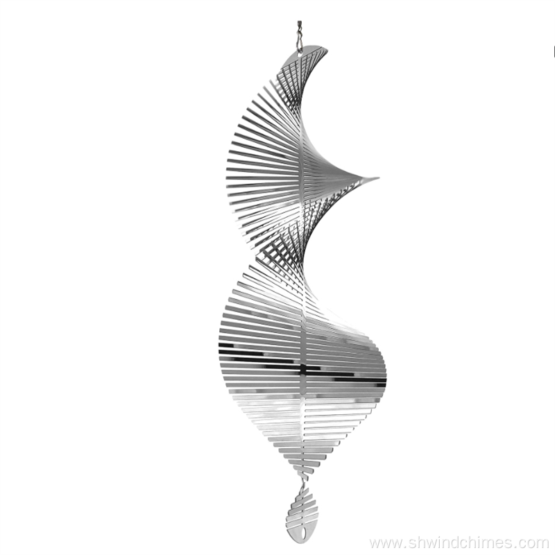 Silver Helix Wind Spinner Metal Garden Spinners