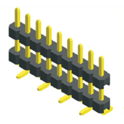 Conector de plástico duplo SMT com passo de 2,00 mm.