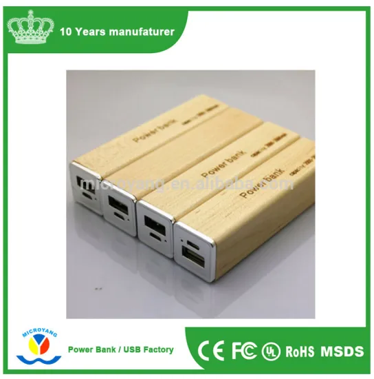 Superior service 18650 battery 2600mah portable power bank wood