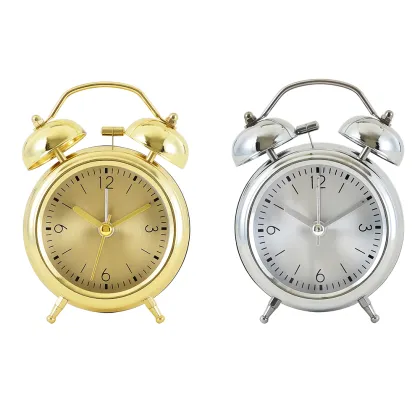 3" Electroplated Twin Bell Alarm Clock Gold Silver