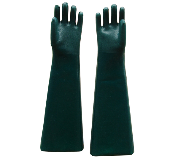 Schwarze PVC-Handschuhe glatte Oberfläche Interlock Liner 23 &quot;