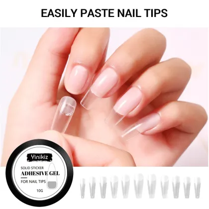Solid Manicure Adhesive Gel - No Damage Nail Phototherapy Polish & Press-On Nails Glue