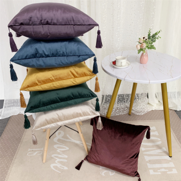 Solid Color Velvet Pillow Cover with Tassels: Enhance Your Home Décor with Stylish Throw Pillows