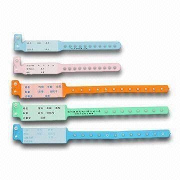 Hospital ID Bands, Made of ABS/PVC, Various Colors Available, Customized Logos Welcomed