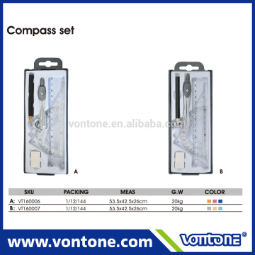 compass set with ruler eraser