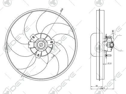 Electric engine cooling radiator fans for PEUGEOT 206