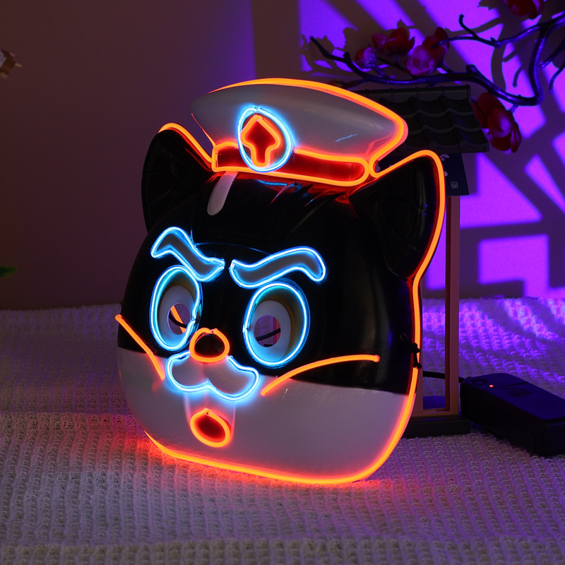 LED Light Up Cartoon Cat Police Party Mask