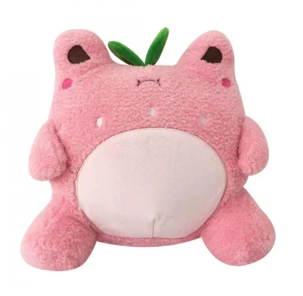 핑크 복숭아 개구리 봉제 스로우 베개 창의적인 장난감