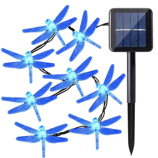Dragonfly Solar LED Waterproof String Lights for Outdoor Decor
