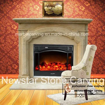 White Marble Simple Fireplace with Columns 160 X 120cm