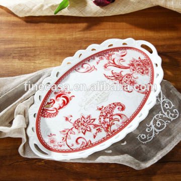 15 Inches Elegant Fine New Bone China Oval Plate Dish of Oriental Manor