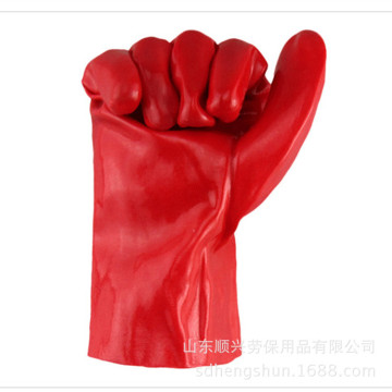 Red Pvc Coatd Glove. Гладкая поверхность. 45см