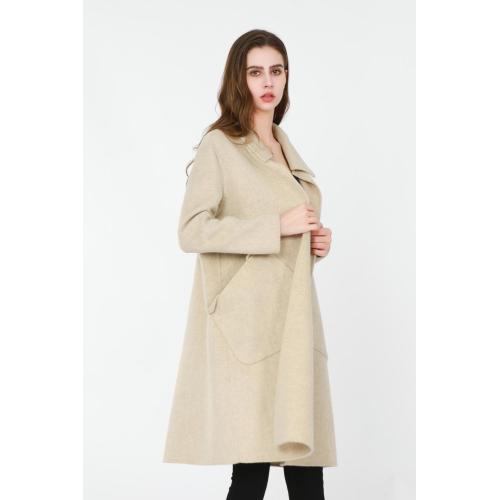 Ladies Casual Long Coat Long Wool Jacket With A Suit Collar Factory