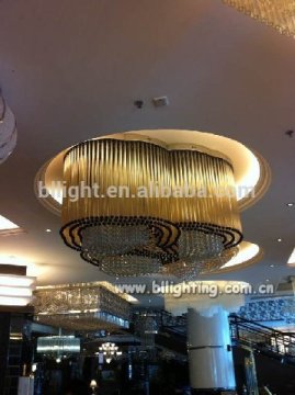 Unique design hotel lobby crystal beads hanging lighting chandelier made of shells
