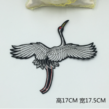 red-crowned crane design custom embroidery patches