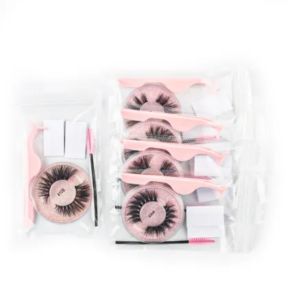 Private Label Packaging of Magnetic Eyelashes with Magnets and Tweezers - Synthetic Lashes