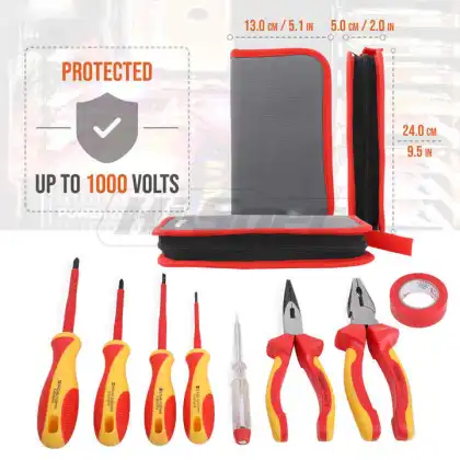 8pcs 1000V VDE Approved Insulated Electrician Tool Kit