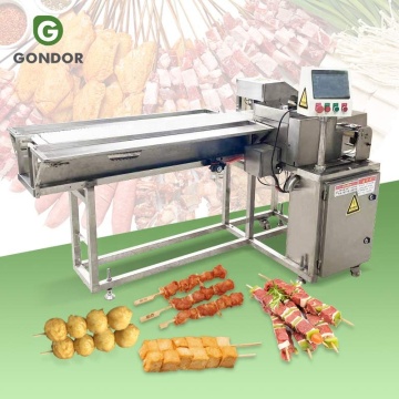Automatische tofu en kwartel eiervlees kubus kebab spies maker machine voor bbq