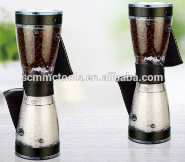 Plastic manual 2 in 1 salt and pepper mill