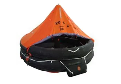 Davit launched inflatable life raft