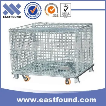 Securiity Wire Mesh Folding Storage Cage with Wheels