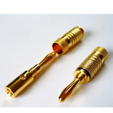 China Supplier High Quality Gold Plated Speaker High Voltage Banana Plugs, 24K Gold Connector Banana Plug