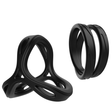 Cock Rings Black 100% Waterproof 2-Ring Physical Locking