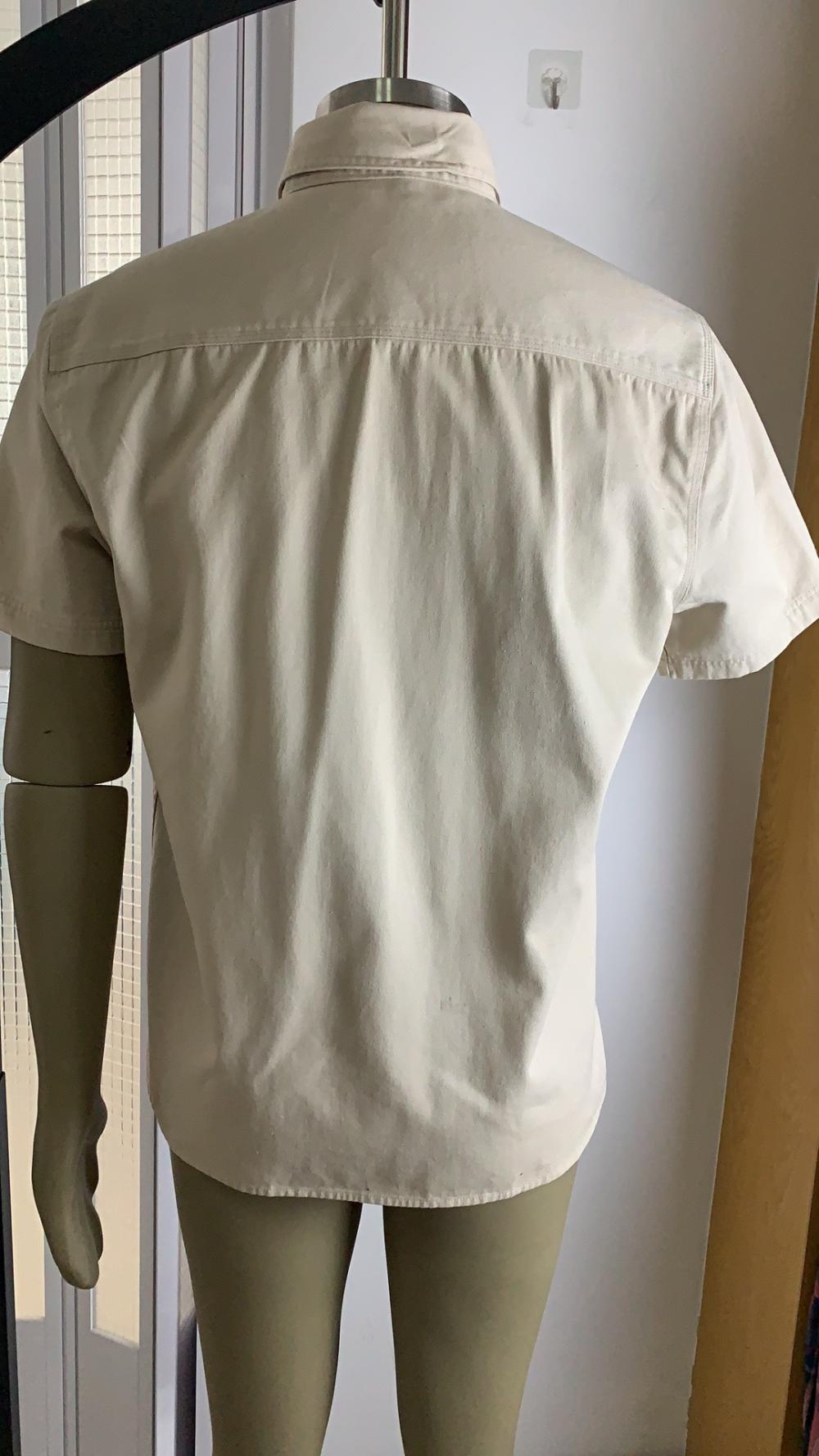 Men's Pure Cotton Double-Pocket Plain Short-Sleeved Shirt