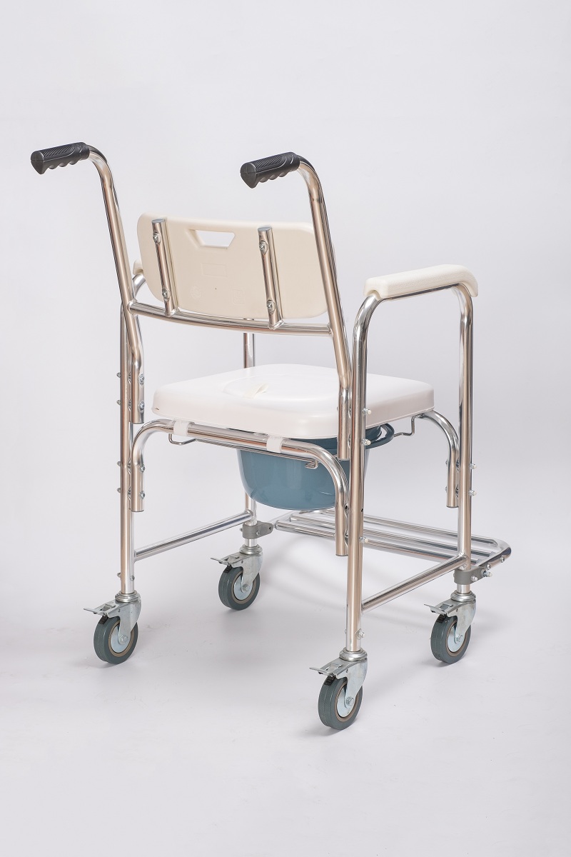 Mobility Durable Waterproof Shower Accessible Transport Commode Medical Rolling Chair