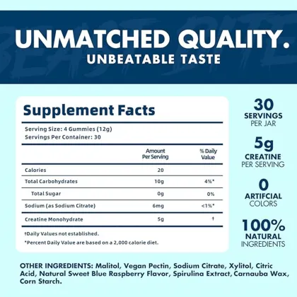 OEM Blue Raspberry Flavor Creatine Monohydrate Gummies