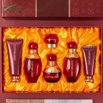 OEM Wholesale Glass Facial Care Kit: Firming, Anti-Wrinkle, Moisturizing Ginseng Skin Care Set
