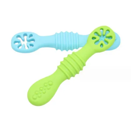 Baby Silicone Rice Paste Spoon with Hole for Easy Feeding