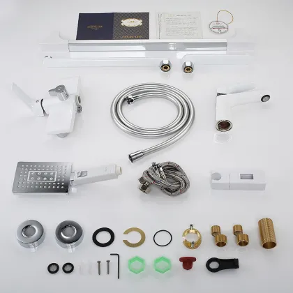 White Lacquered Wall-Mounted Bathtub Mixer