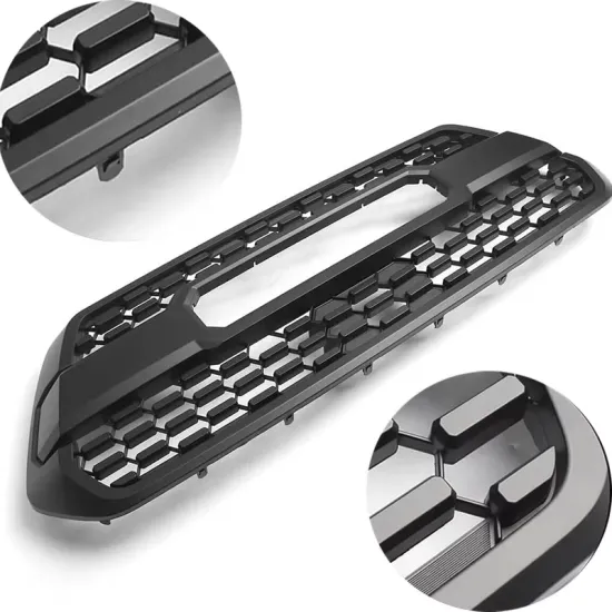 AMG Style Matte Black Front Bumper Grille Hood Kit for 2016-2022 Tacoma with Accessories